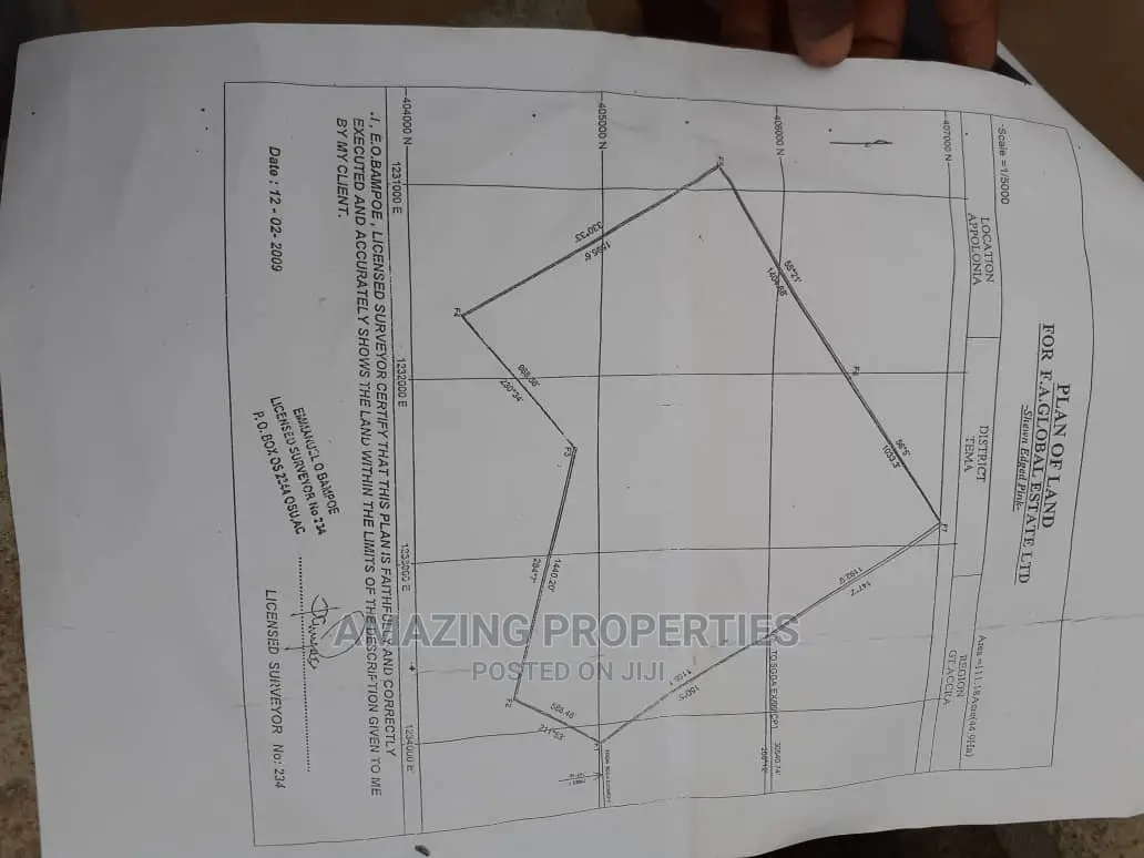 120 Acres of Land Title Certificate Is for Sale Appolonia in Tema Metropolitan