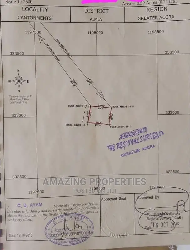 1and a Half Plots 0.27 Acre of Roadside Land Sale Dzorwulu in Dworwulu