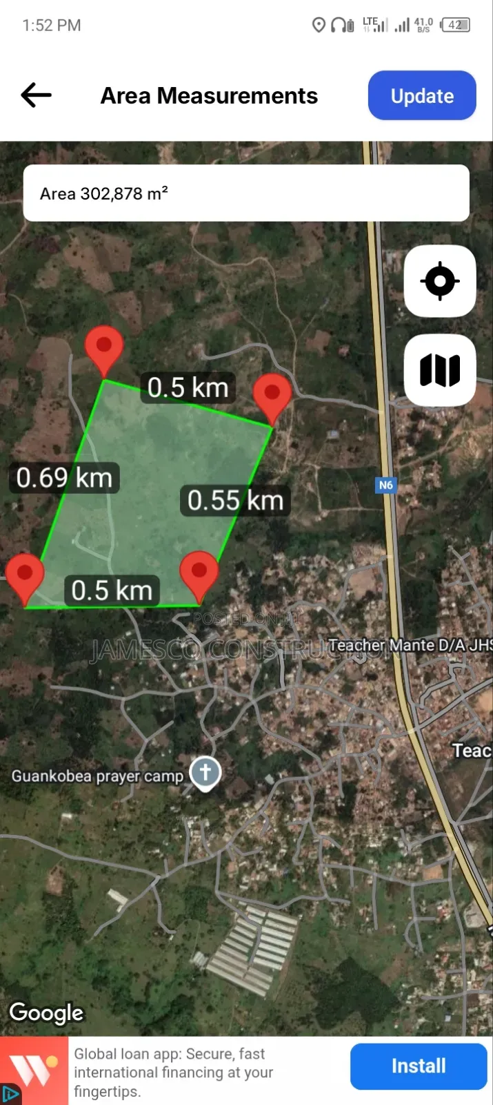 Residential Land for Sale at Teacher Mante in Ayensuano