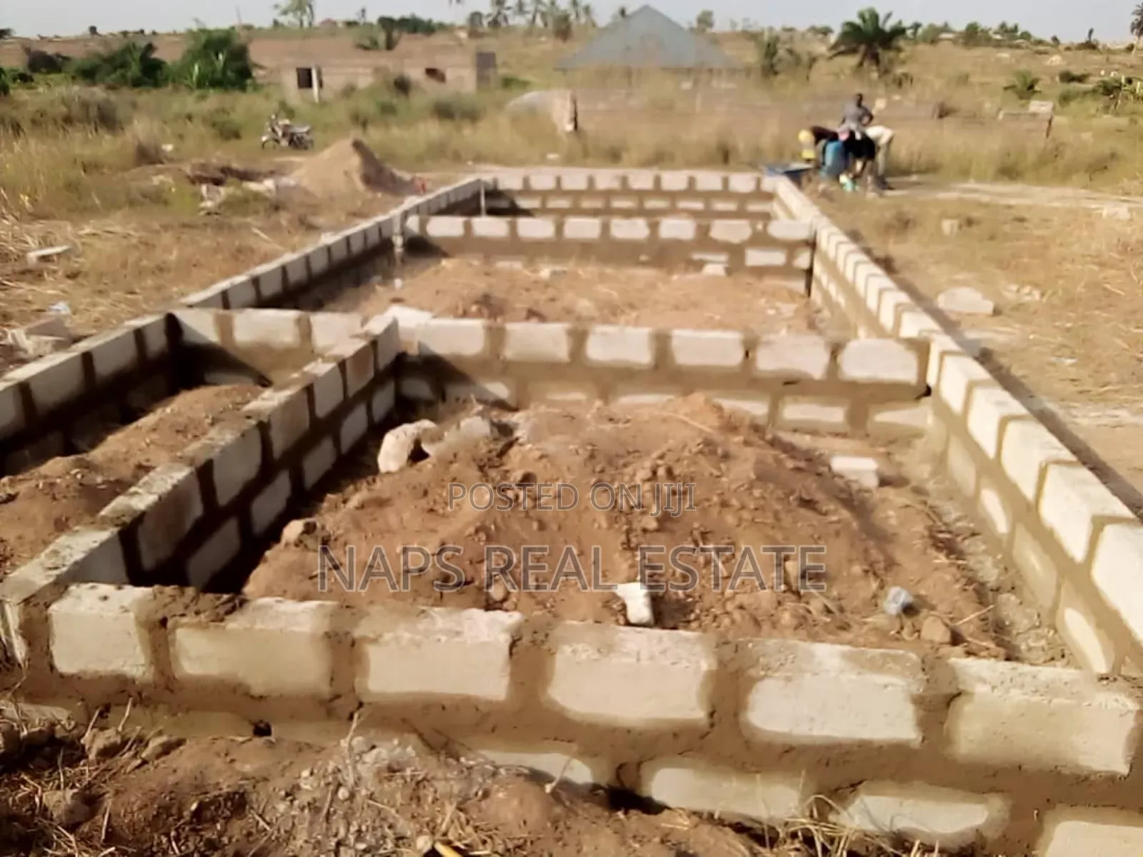 50/70 Plot of Land With Uncompleted Chamber and Hall Footings in Amasaman