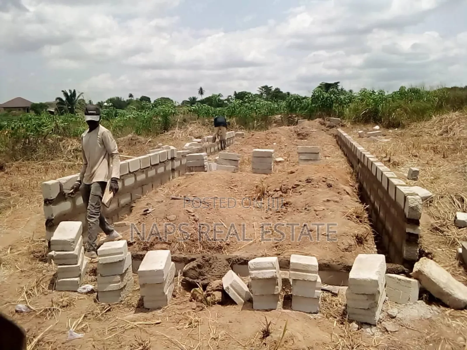 50/70 Plot of Land With Uncompleted Chamber and Hall Footings in Amasaman