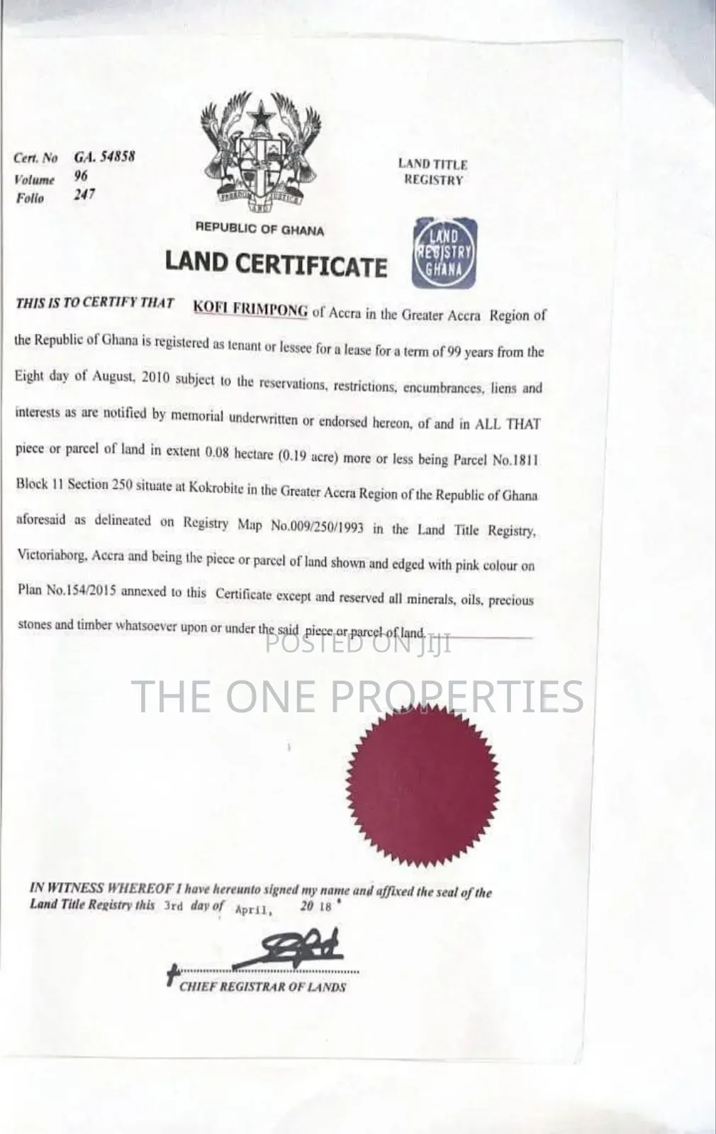 1 Plot of Land for Sale at Kokrobite Beach Accra. in Amasaman