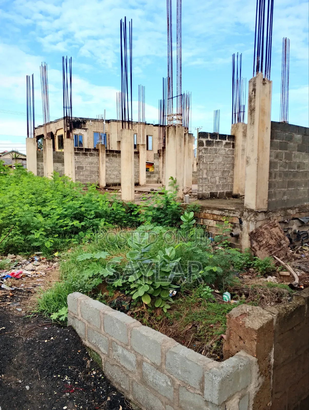 2 Plots on Main Road With an Uncompleted Structure for Sale Klagon in Sakumono