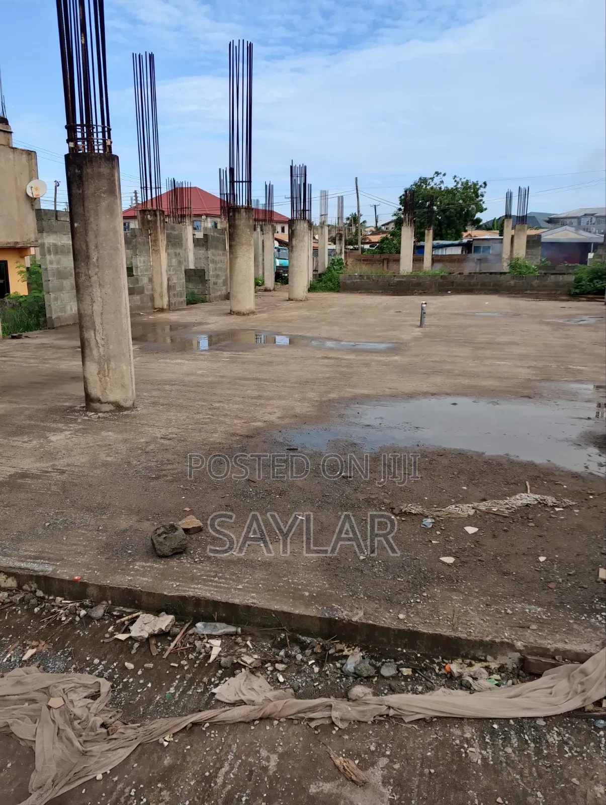2 Plots on Main Road With an Uncompleted Structure for Sale Klagon in Sakumono